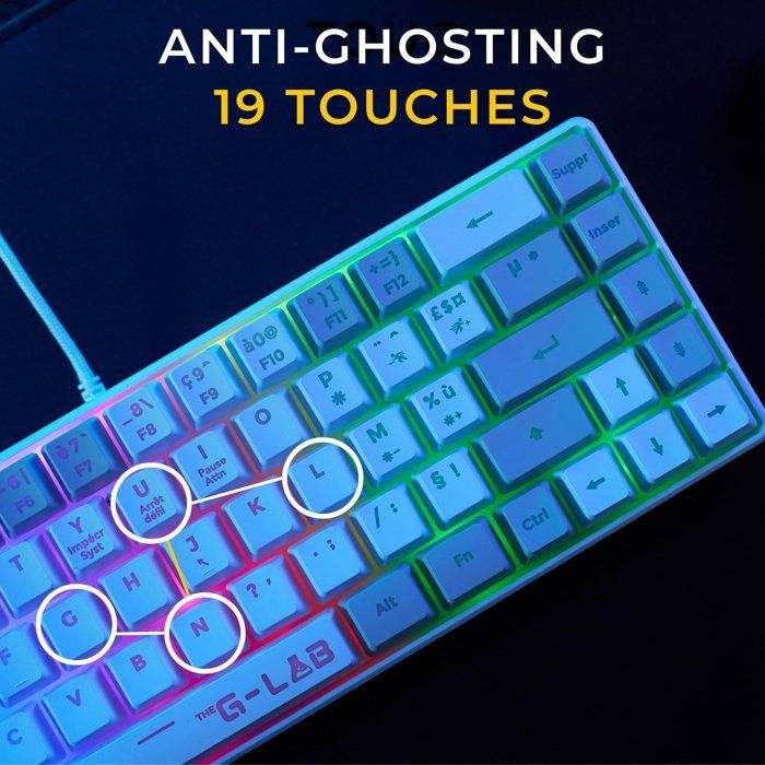 Pack 2 en 1 - THE G-LAB - Combo Hydrogen - Clavier AZERTY - Souris filaire - Blanc/Gris
