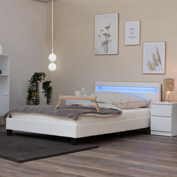 LED Bett ASTRO, weiß, 140 x 200 cm