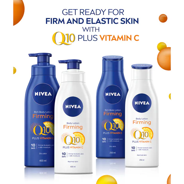 NIVEA Q10 + vitamino C stangrinamasis kūno losjonas normaliai odai 250 ml