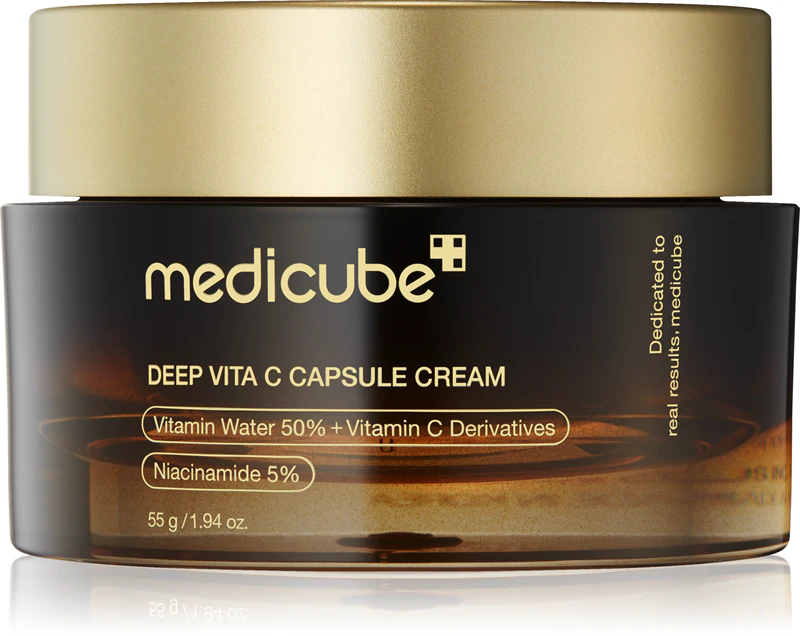 medicube Deep Vita C Capsule Cream, een verhelderende crème voor de huid met pigmentvlekken.