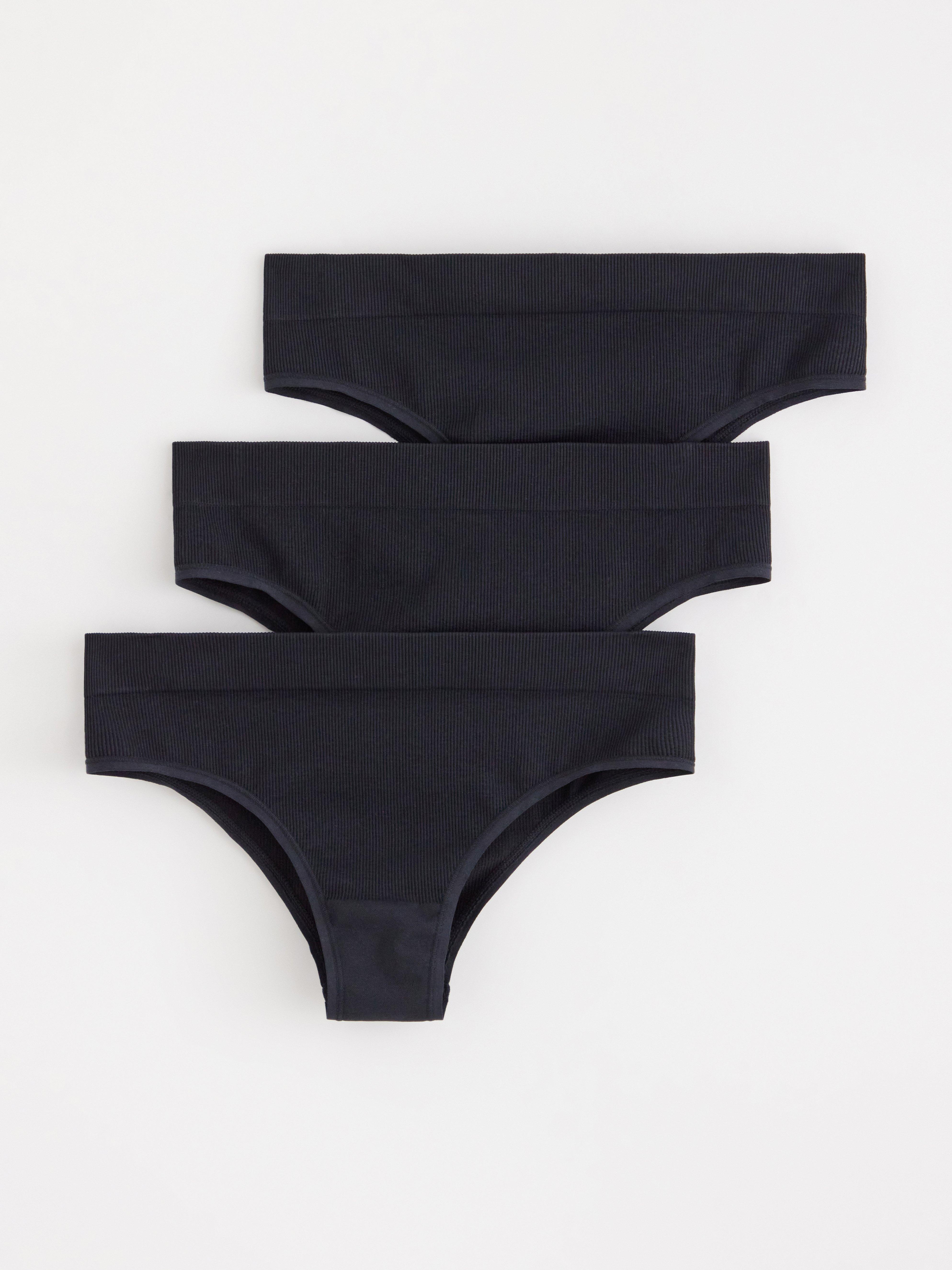 Paquete de 3 braguitas brasileñas sin costuras negras