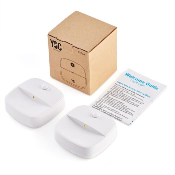 MEIHE Kit 2 pcs Veilleuse Indicative Détecteur de Mouvement Lumière 3000K Blanc Chaud pour Chambre d’Enfant - Toilette - Entrée