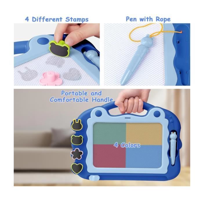 Ardoise Magique Grande avec Pieds - Tableau de Dessin Magnétique Effaçable - Jouets Éducatifs Cadeau (Bleu)