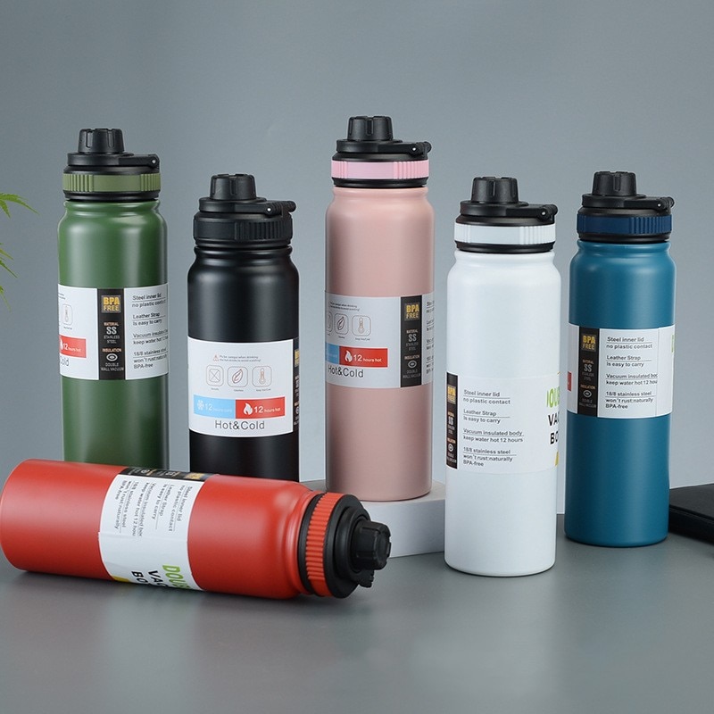 Bouteille isotherme portable 600 ml/800 ml avec filtre à thé, en acier inoxydable 304, étanche, idéale pour le sport.