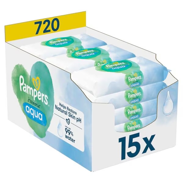 Pampers Harmonie Aqua otroški robčki<br>15 x 48 kosov