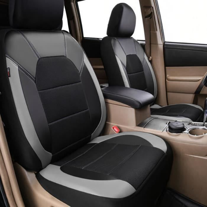 Funda para asiento de coche - HELLOVE - Universal - Piel sintética - 9 piezas - Gris