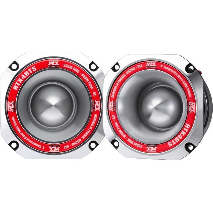 MTX AUDIO - Tweeter de alta eficiencia MTX RTX4BTs - Ø10cm - Bobina de voz de 45mm - 200W RMS - 800W - Pico 8Ω 103.0dB/2V/1m - Se vende por unidad