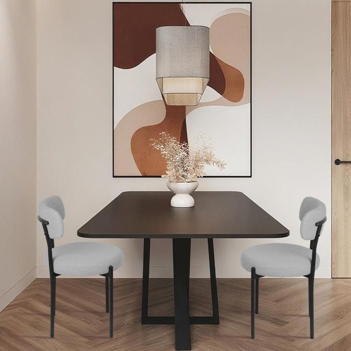 MIPAN. Juego de 6 sillas de comedor escandinavas - Sillón tapizado en terciopelo - Patas de metal - Máx.: 120 kg - Gris claro