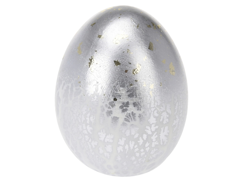 Figurka ceramiczna Jajko 9,5 cm srebrna