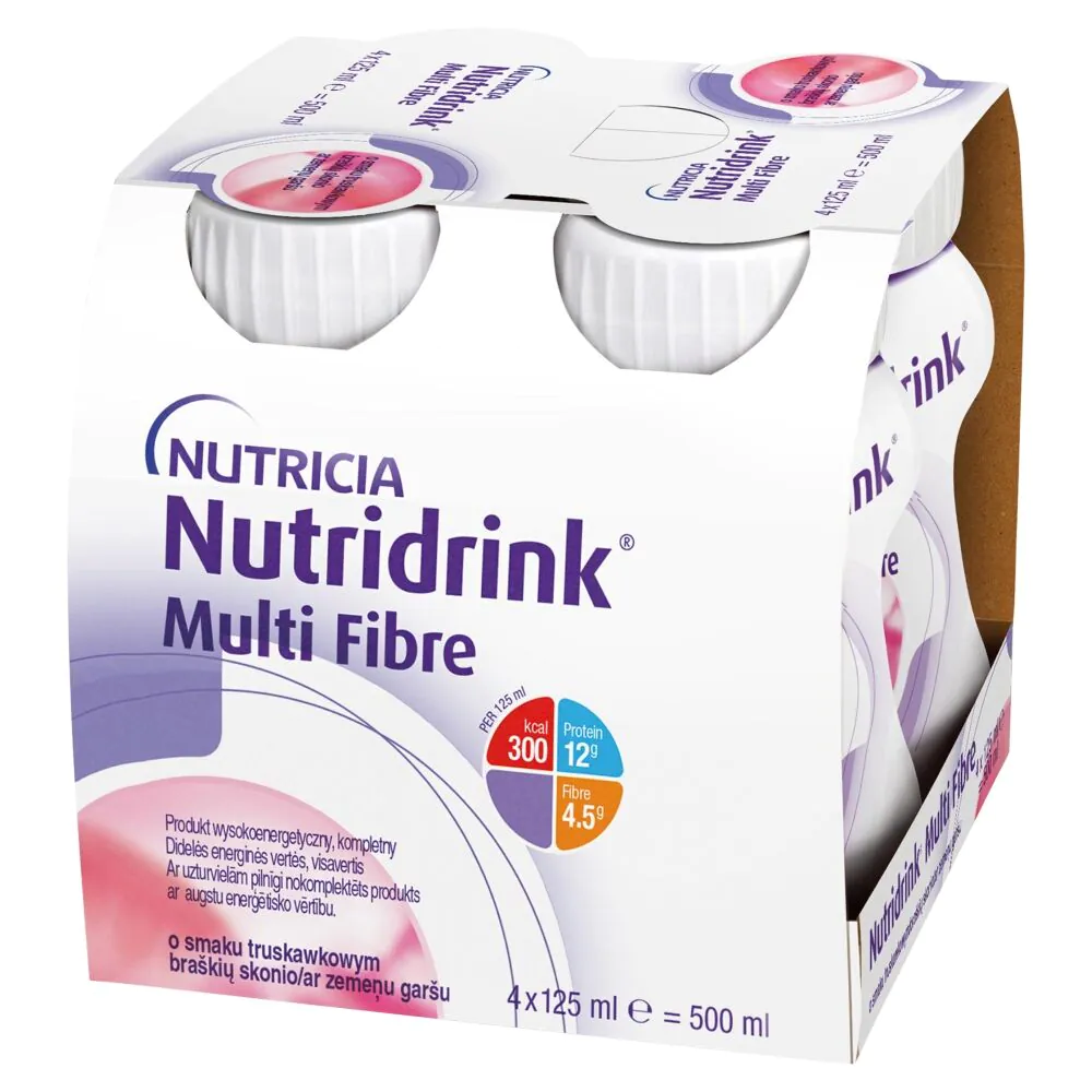 Nutridrink Multi Fibre, Doustny preparat wysokoenergetyczny, Smak truskawkowy