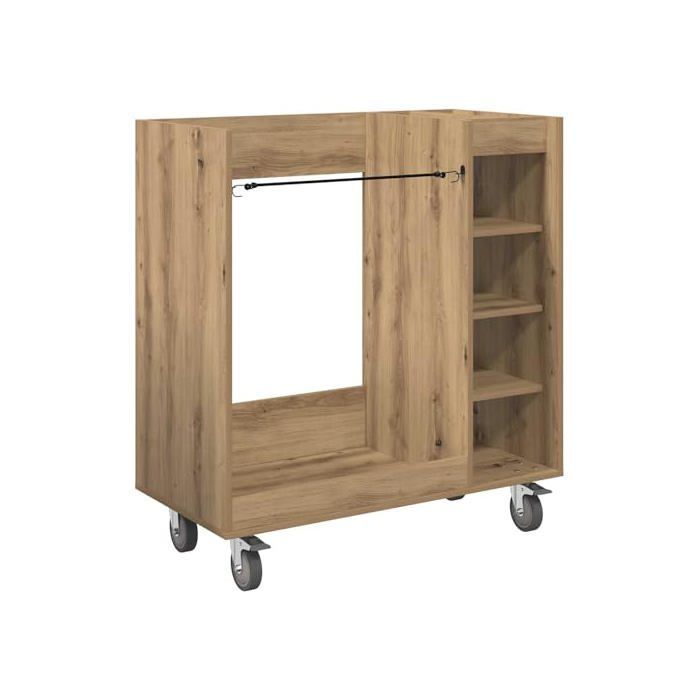 Taquilla de golf moderna - vidaXL - Roble artesanal - 90x45x98 cm - Amplio espacio de almacenamiento - 4 ruedas - Estructura metálica