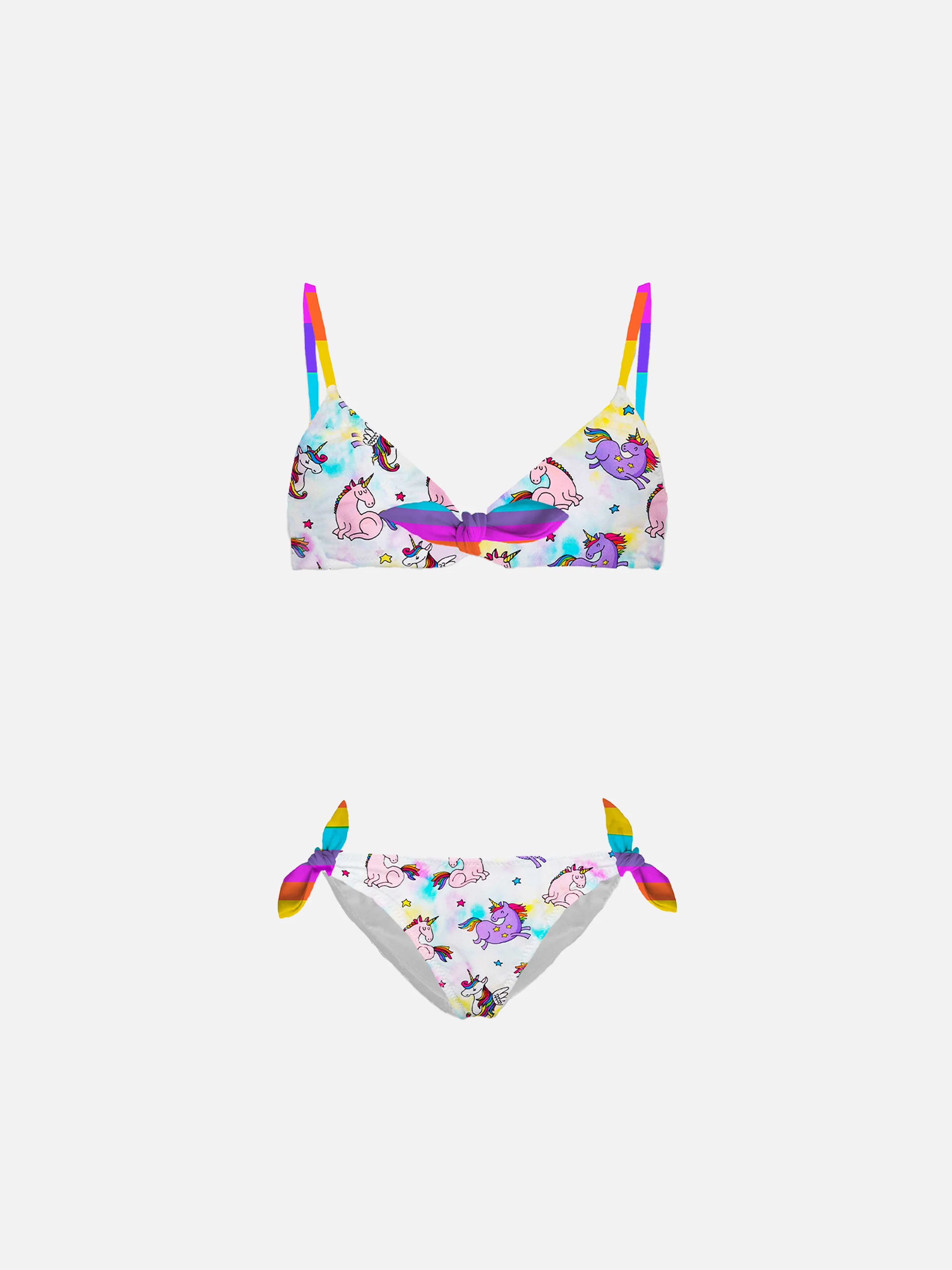 Bikini triangular para niñas con lazos