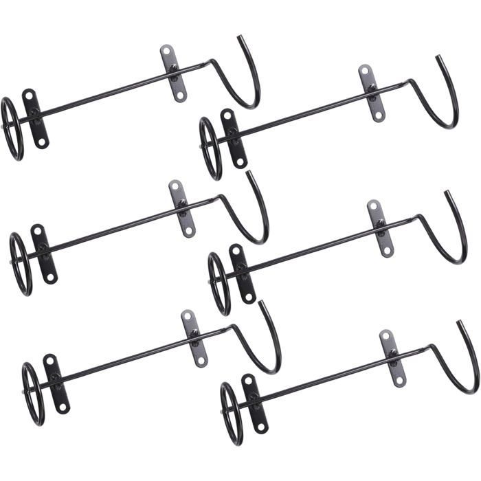 Botellero de pared de hierro negro para 6 botellas, juego de 6, almacenamiento estable para cocina/bar.