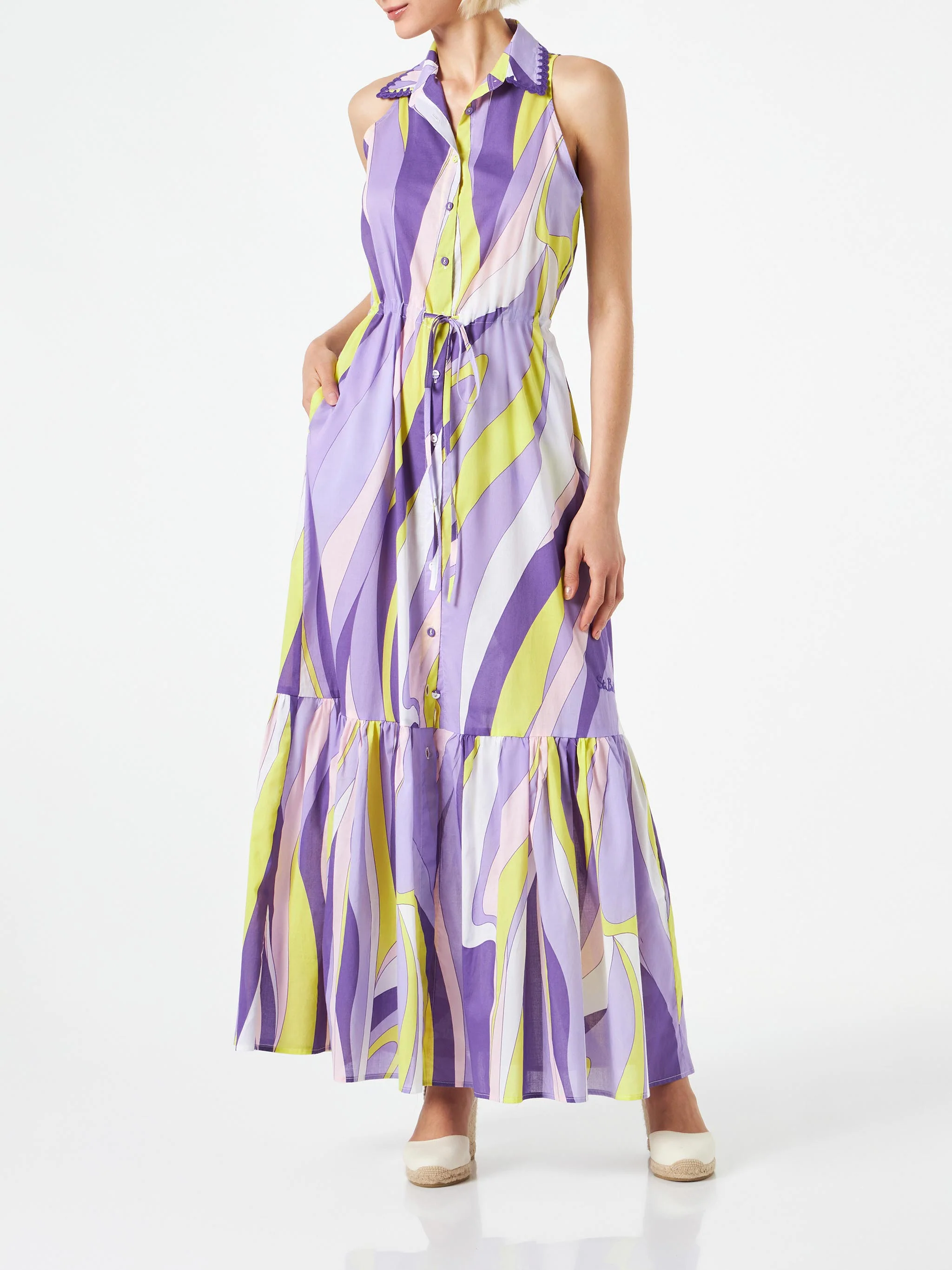 Neckholderkleid für Damen mit Wellenmuster