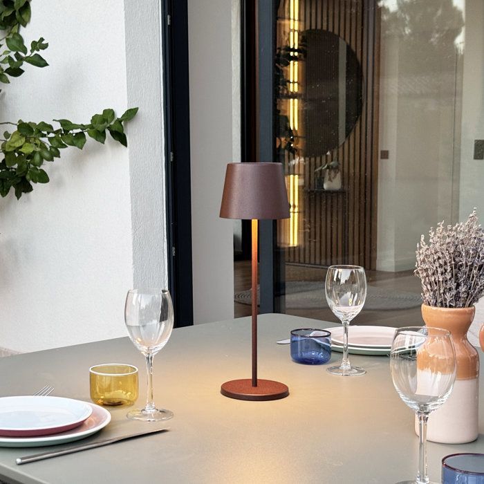 Lampe de table sans fil - LUMISKY - KELLY VINTAGE - Aluminium marron - LED blanc dimmable - Rechargeable - H38 cm