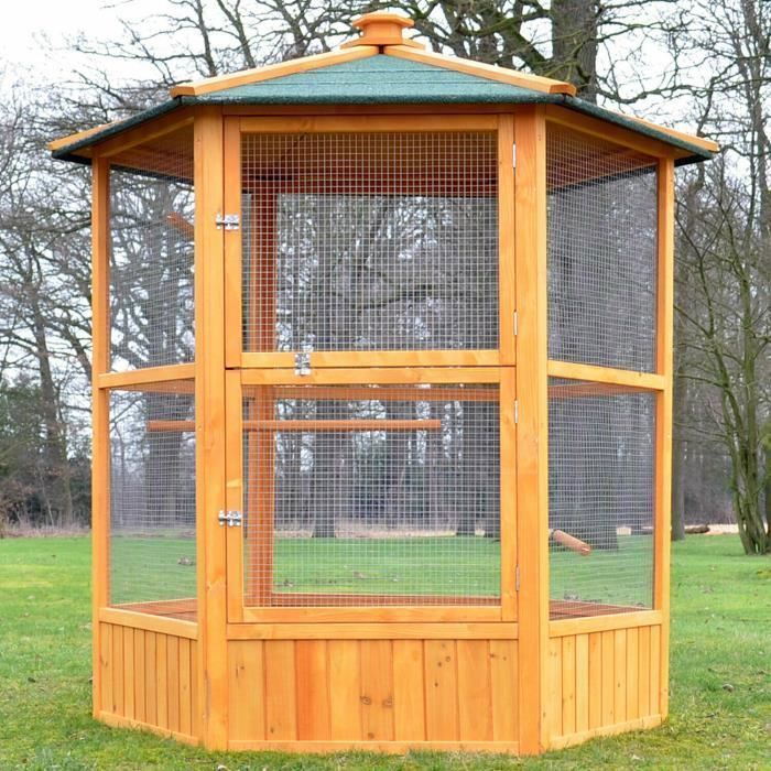 Volière Cage à oiseaux en bois de haute qualité 6 coins 160x123cm –Modèle ‘’Maxi 308 XXL’’