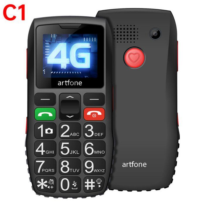 Artfone C1 4G Téléphone Portable Pour Senior - Grandes Touches - Bouton SOS pour Personnes âgées - 1.8
