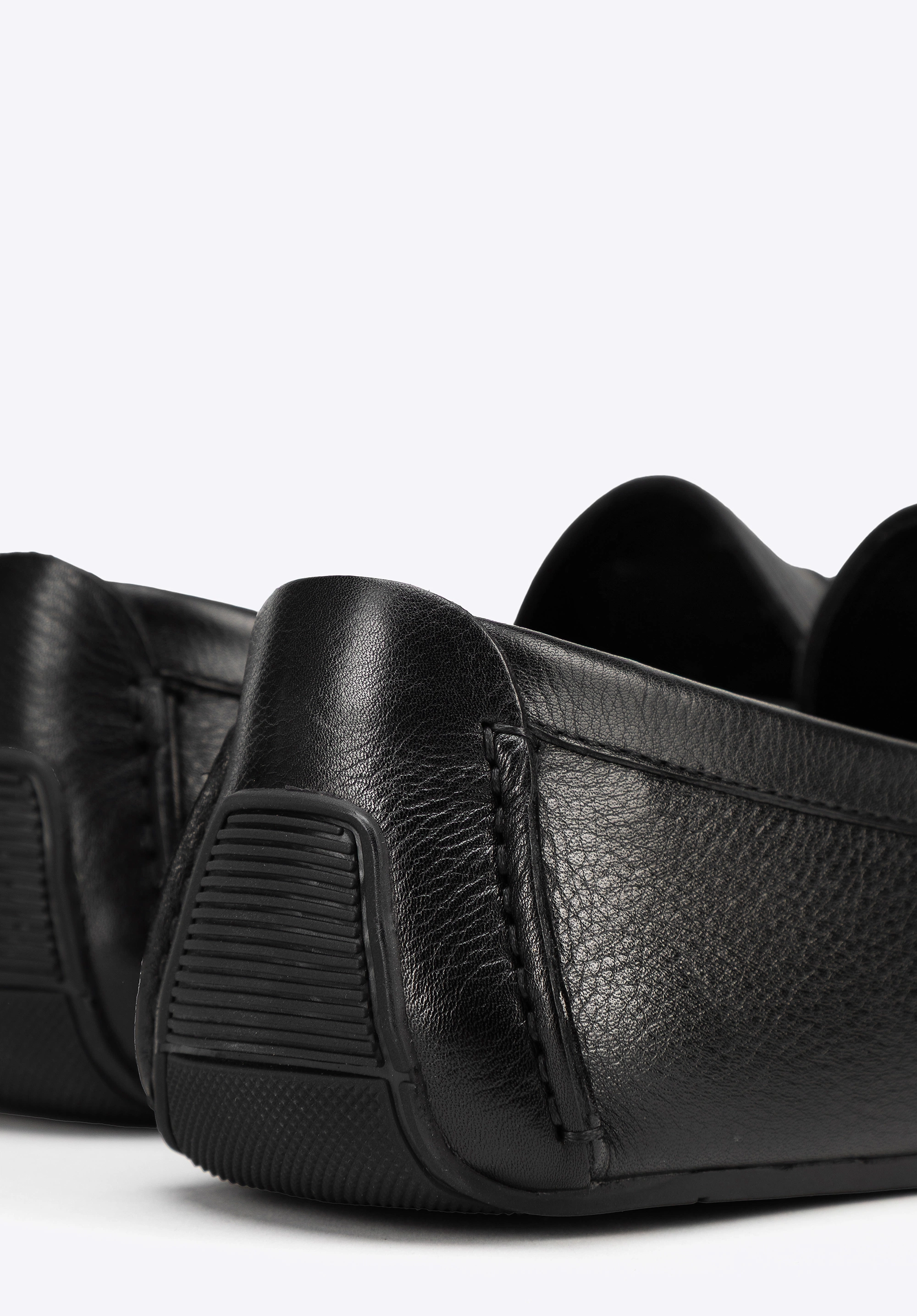 Męskie półbuty slip-on ze skóry naturalnej czarne