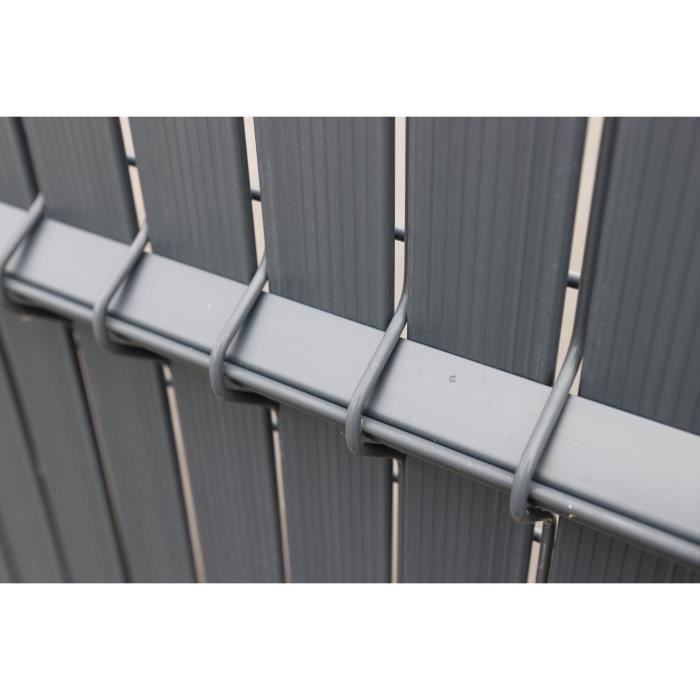 Privacy lamellenset - NATUUR - Voor vaste schuttingpanelen - Opaciteit 4/5 - 1,225 x 2,50 m - Antraciet