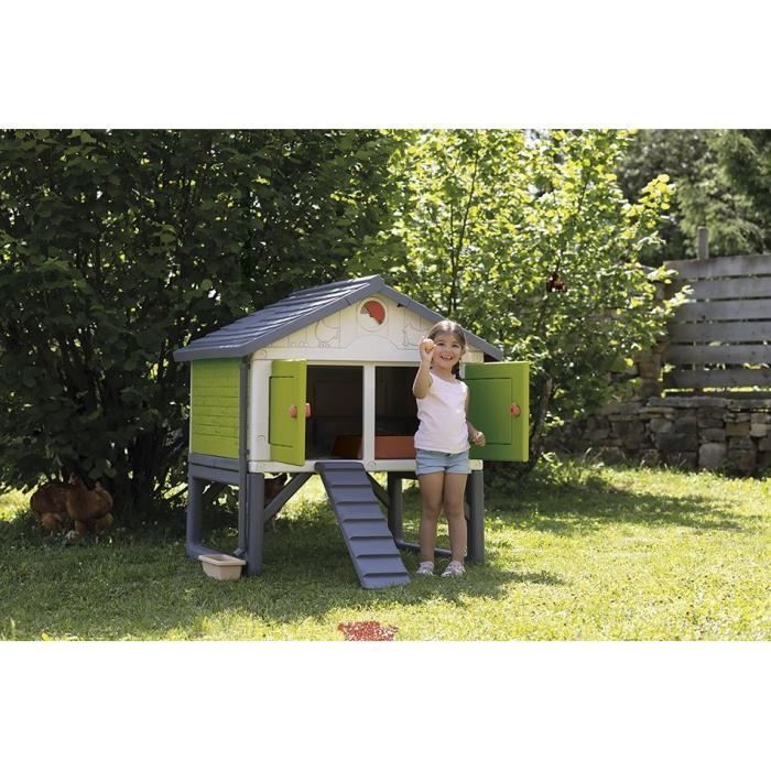 Smoby - Cot Cot Cottage - Pollaio in plastica - Capacità per 5 galline - Facile da pulire - Resistente ai raggi UV - Prodotto in Francia