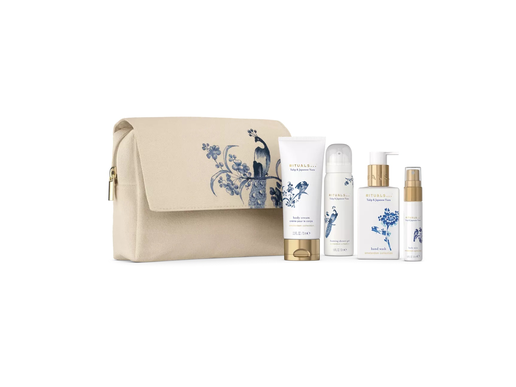 Amsterdam Collection Amsterdam Pouch Set doucheschuim 50 ml, krema za tijelo 70 ml, mist za haar & lichaam 20 ml, handzeep 110 ml
