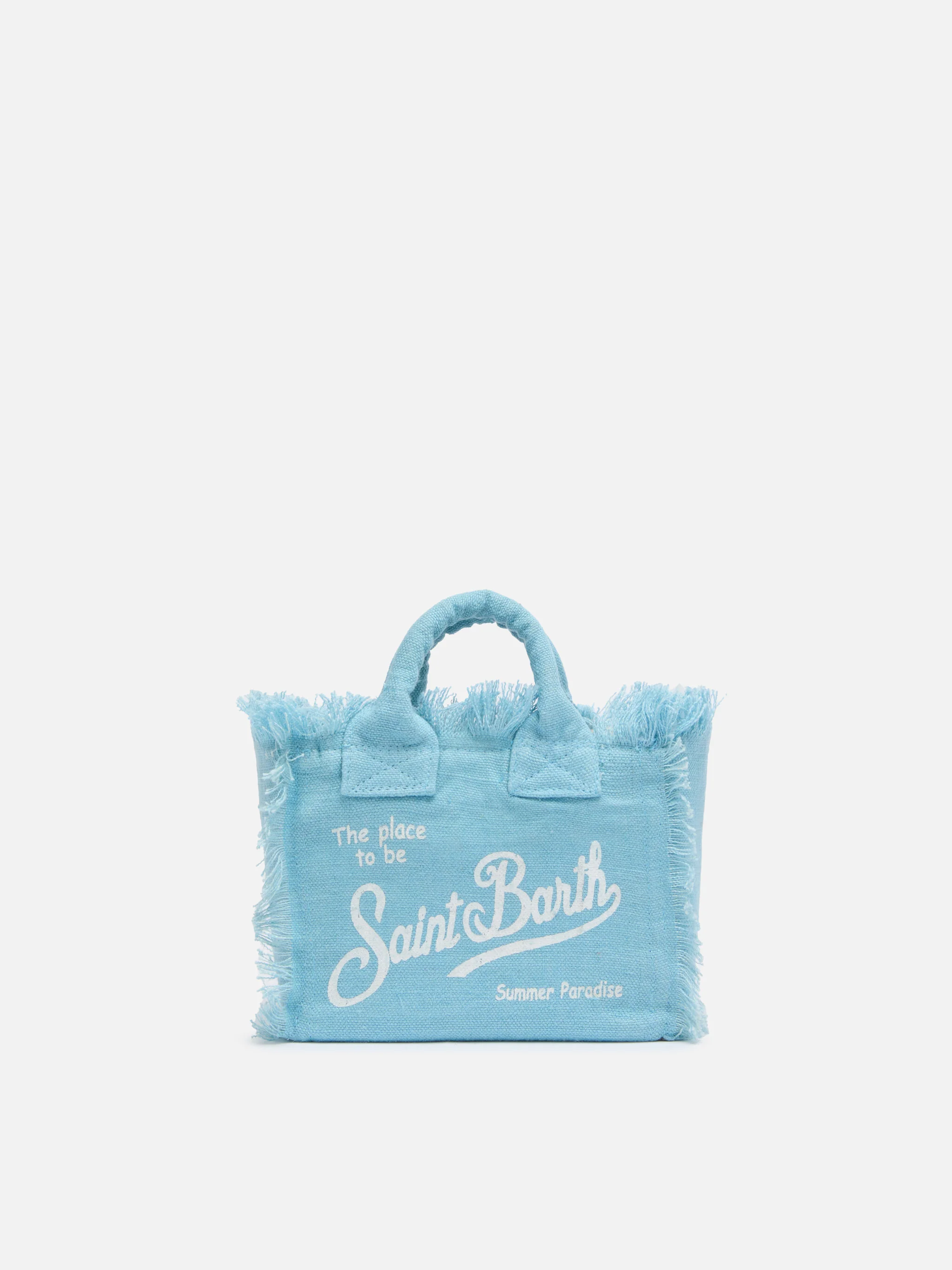 Borsa Mini Vanity in lino azzurro
