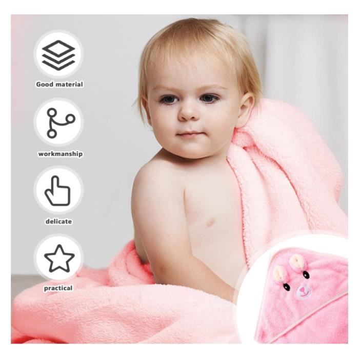 Juego de 3 piezas para el baño del bebé: toalla, capa con capucha, toalla con capucha y bata de baño para bebé.