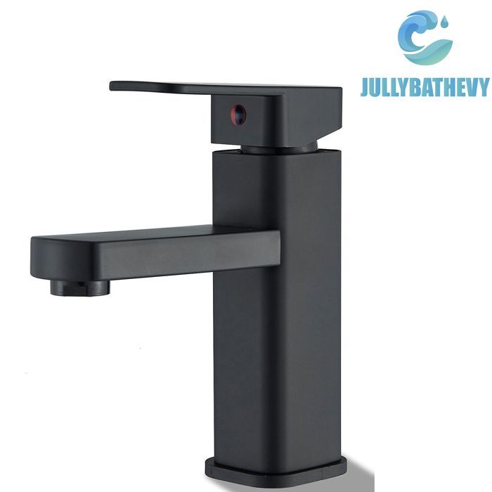 Rubinetto da bagno nero, miscelatore monocomando per lavabo, rubinetto moderno con erogazione di acqua calda e fredda, G3/8