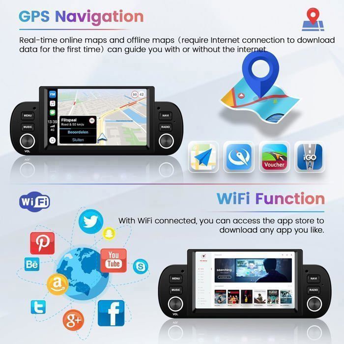 IBEAFILLY Autoradio 9 pouces Android 13 GPS CarPlay pour FIAT pour  PANDA 2013-2020 avec caméra Arrière 2Go+ 32Go