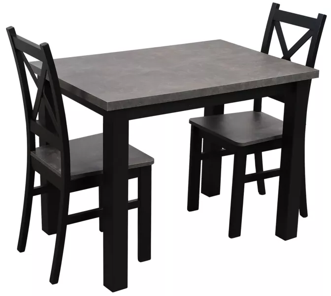 Zestaw stół 100x70 z 2 krzesłami M001-2 Czarny/Beton