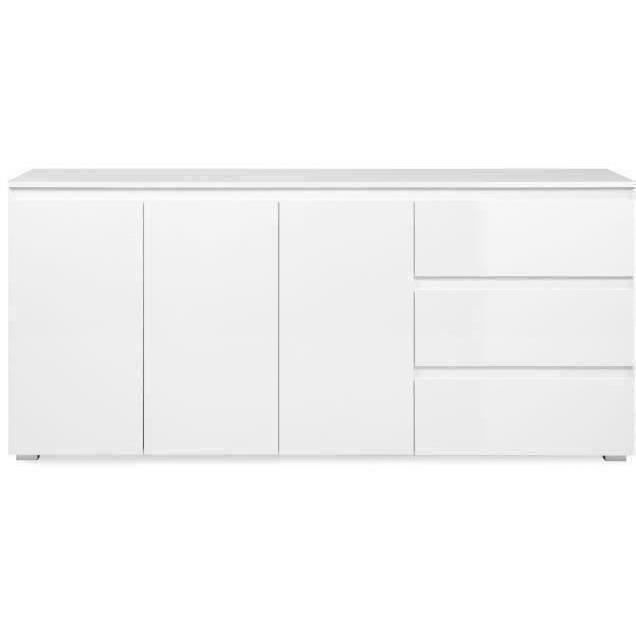 Aparador Capetown - Acabado blanco brillante - Tablero de partículas - 3 puertas - 3 estantes - 3 cajones - 179 x 80,5 x 40 cm