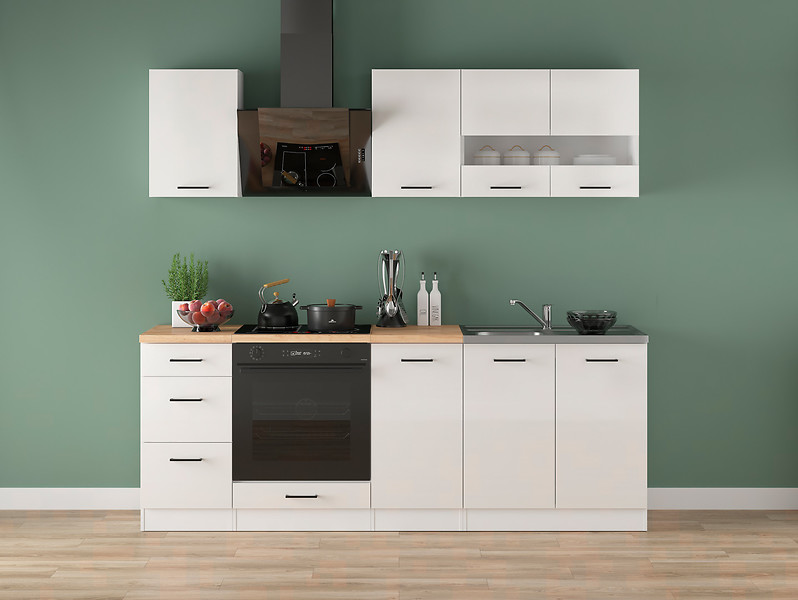 Komplet kuchenny Junona Line 220 cm kredowy połysk