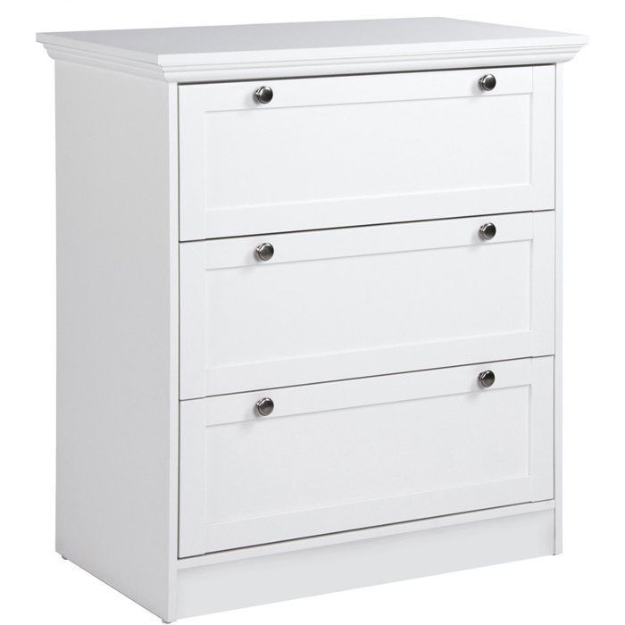LANDWOOD 3-Drawer Chest of Drawers - White Finish - Country Style - W80 x D45 x H90 cm