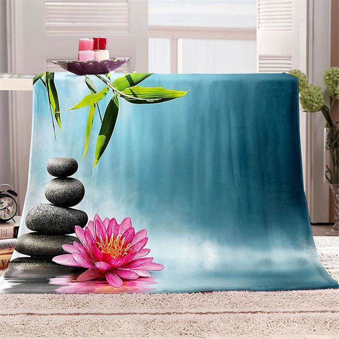 Manta de franela polar, 150x200cm, cálida y suave para invierno, ideal como colcha o funda de sofá, con estampado de flor de loto.
