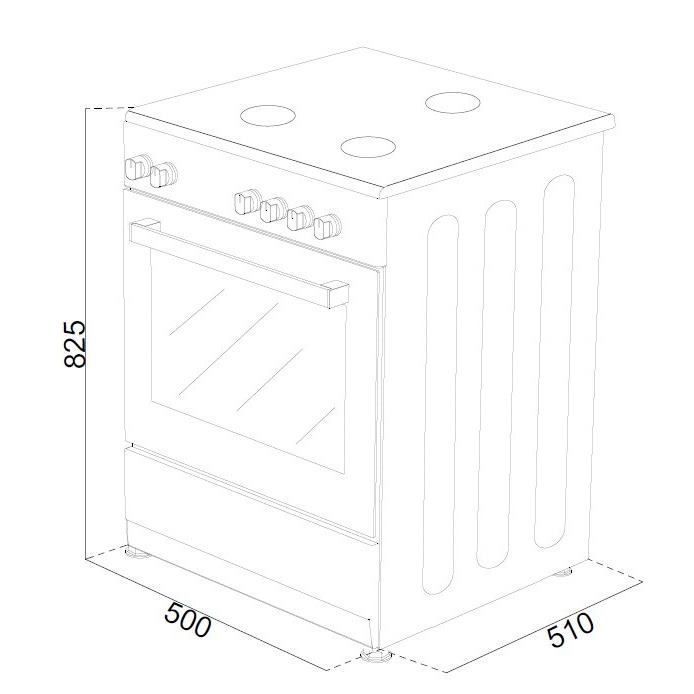 OCEANIC 50 x 50 cm ceramic hob - natural convection oven - 48L oven - white