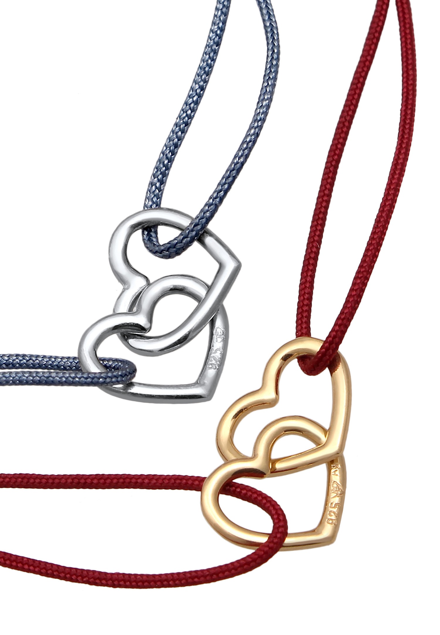 Elli Elli Bracelet Set Femmes Coeur Chaîne en Nylon 925 Argent Sterling Doré Saint-Valentin Or 17cm
