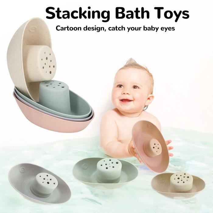 Juguete de baño - VVIKIZY - Barcos de baño apilables - 4 piezas - Plástico - Unisex