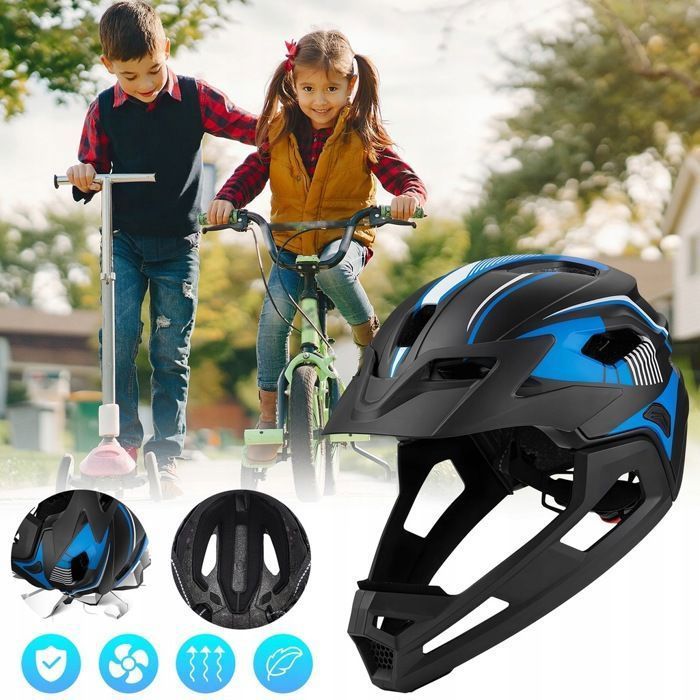 Lightweight 450g convertible full/semi-open face children's bike helmet