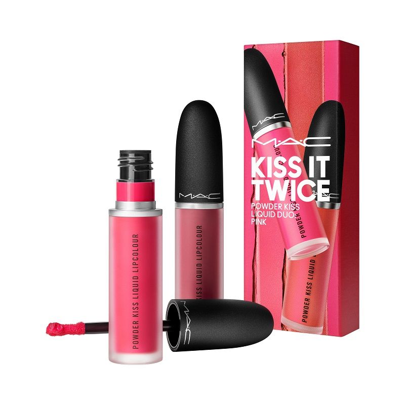 Sada tekutých rúžov Kiss It Twice Powder Kiss Duo Pink (995 Fashion Sweetie a 989 Mull It Over) Luxusné tekuté rúže