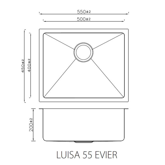 Evier Luisa évier 1 cuve seule 55x45 en inox cuivre brossé Essebagno