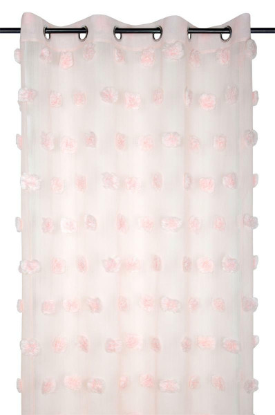 Firana pompinou 140x260 3d różowe pompony elegancja