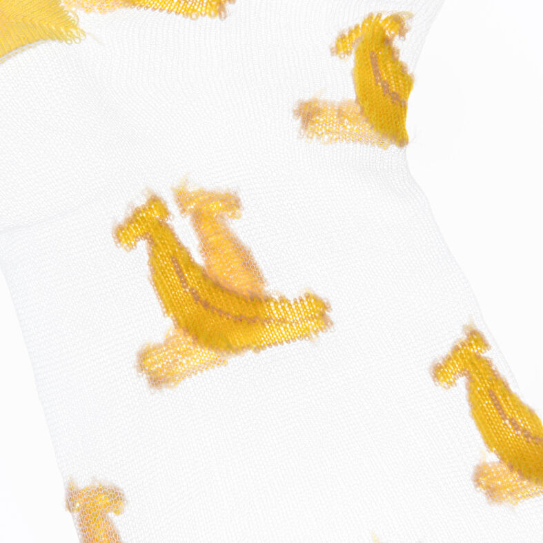  Gelbe Damensocken mit Motiv