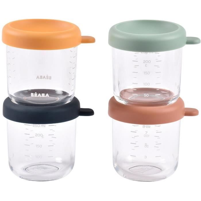 Juego de 4 porciones de comida en vaso - BEABA - Mezcla de colores Sunrise - 250 ml