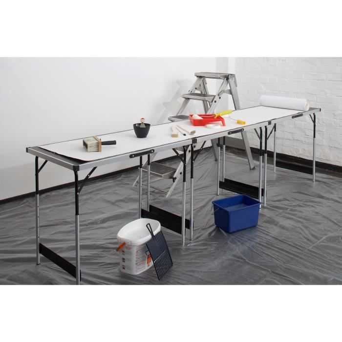 Set of 3 wallpapering tables - MEISTER - Multifunctional tables - Aluminum - Adjustable height