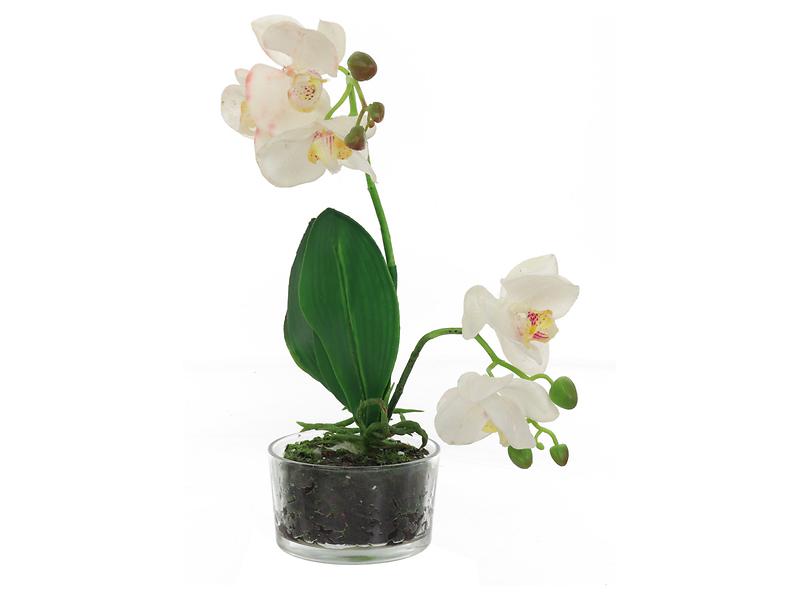 Sztuczna orchidea w doniczce 33 cm biała