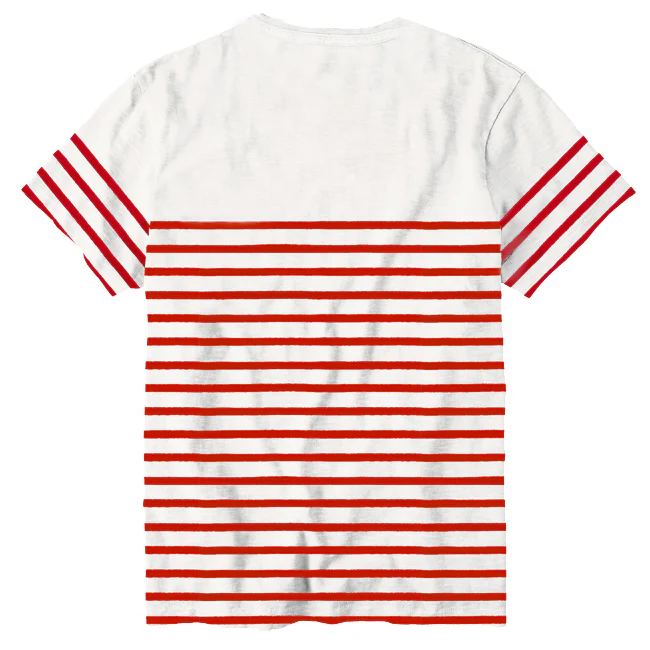 Rood gestreept geborduurd katoenen T-shirt