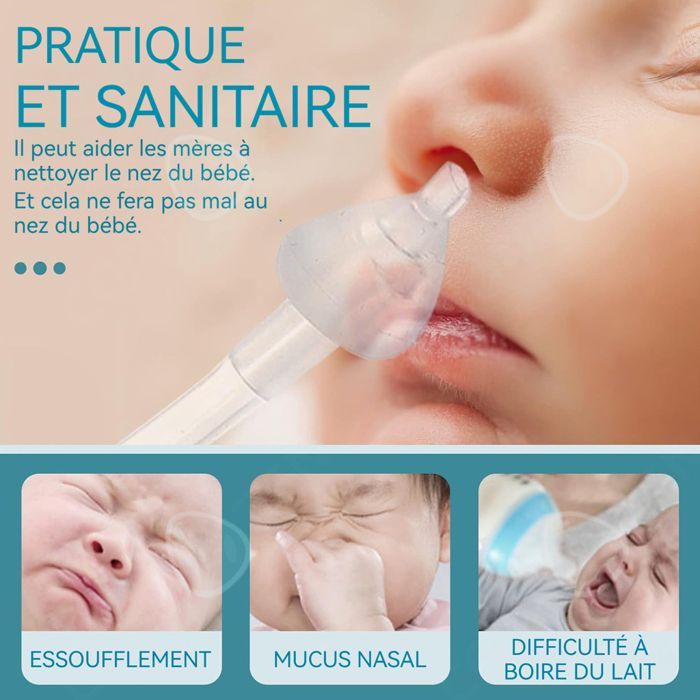 2 pezzi Aspiratore nasale manuale in morbido silicone trasparente riutilizzabile per una facile pulizia della coppetta nasale