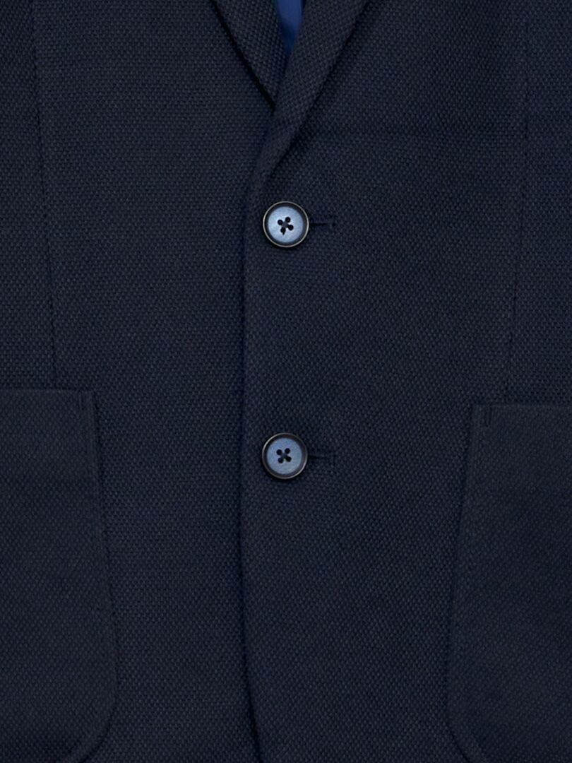 Piquégebreid colbert - BLAUW