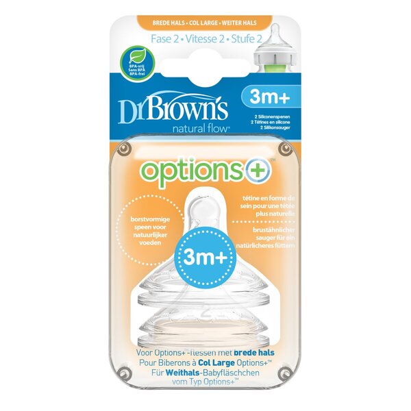 Dr. Brown's Options+ 3+M Fase 2 Smokk<br>2 stk