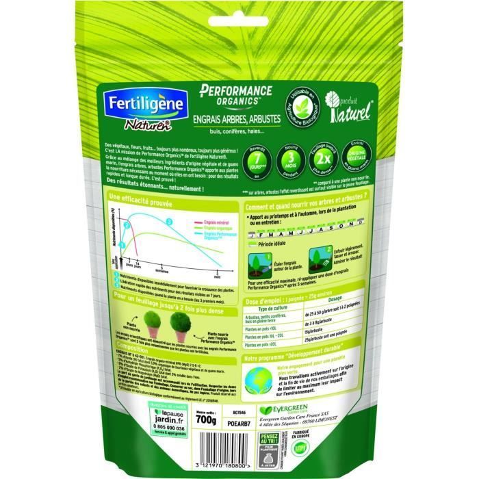 Engrais Arbres et Arbustes - FERTILIGENE - POEARB7 - 700 g - Nourrit les plantes